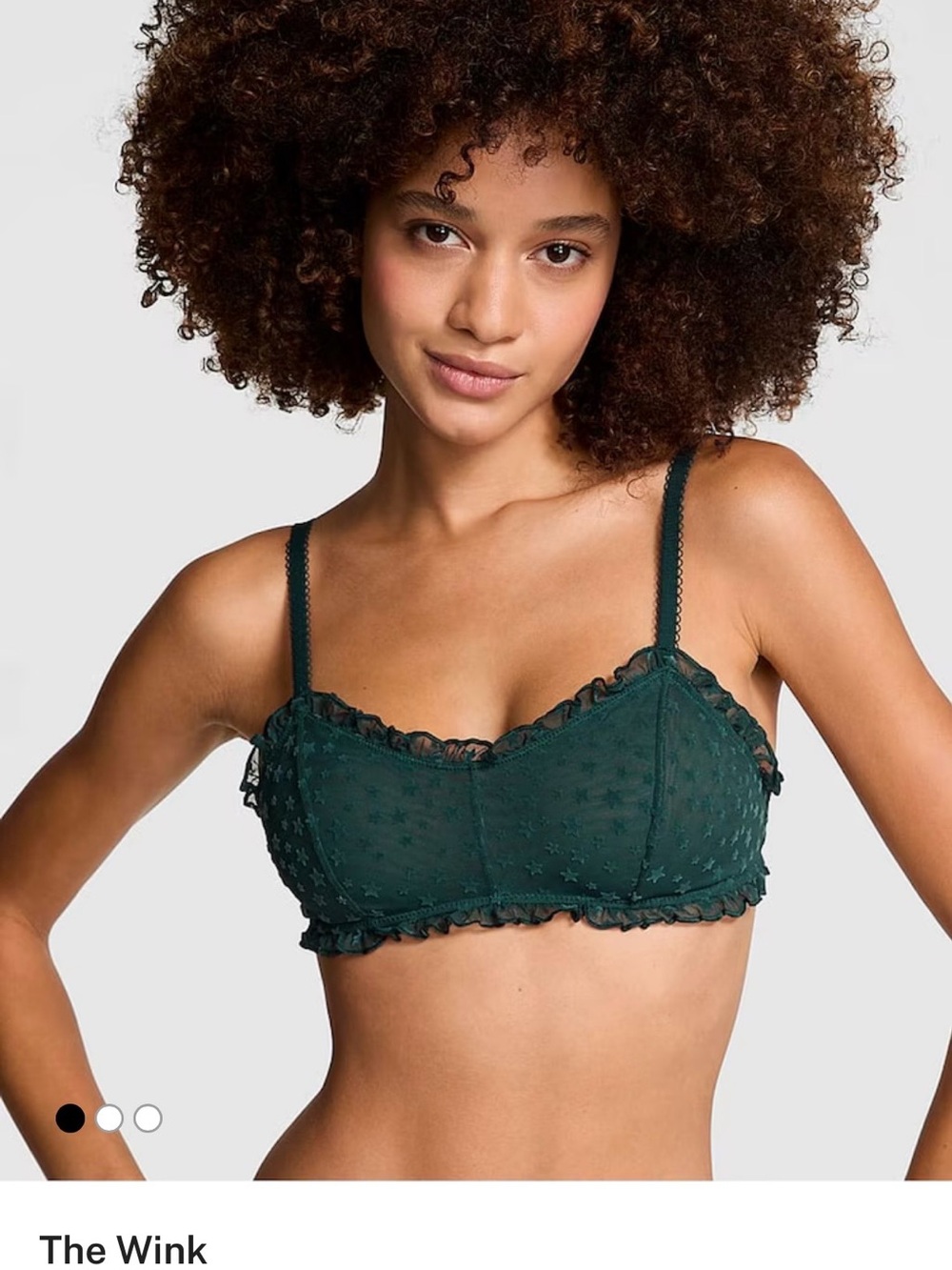 NWT Victoria's Secret PINK Sheer Star Lace Unlined Bralette Dark Green Size S